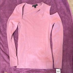 INC International Concepts Pink Cold Shoulder Sweater